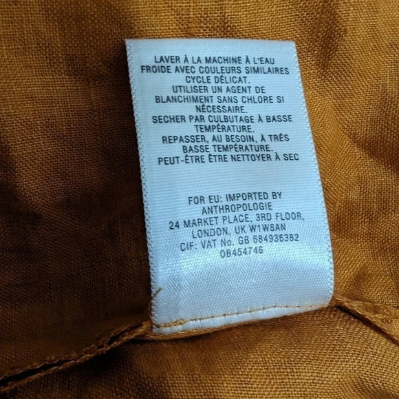 Moving Sale💘 Anthropologie Maeve Lace-Up Shirt Linen Dress Mustard Color Size 2 - Picture 6 of 7